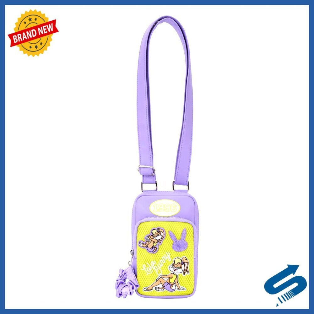 Faux Leather Crossbody Sling Bag with Adjustable Strap and Scrunchie Charm